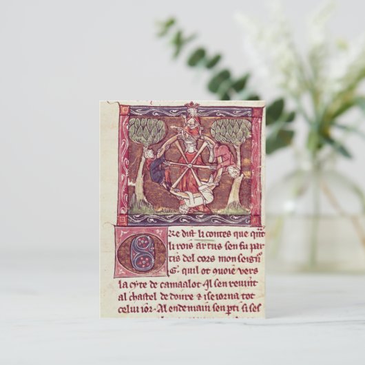 Blindengodin Fortune met koning Arthur Briefkaart (Staand voorkant)