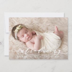 Blindenroze botanische foto geboorteaankondiging I Aankondiging