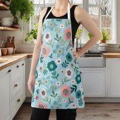 Blindenroze en blauwe tuinbouwhout schort