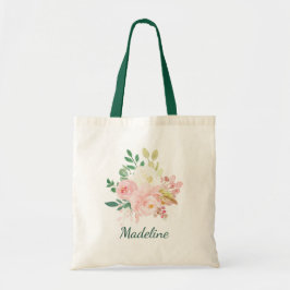 Blindenroze en crèmekleurige Waterverf botanische  Tote Bag