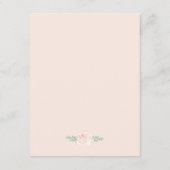 Blindenroze en goudbloemen botanische bruiloft informatiekaartje (Achterkant)