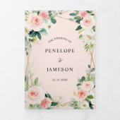 Blindenroze flesje Geometrische botanische bruilof Drieluik Programma (Cover)