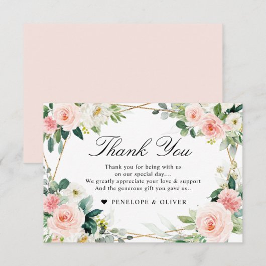 Blindenroze flesjes Geometrische botanische verbin Bedankkaart (Voorkant / Achterkant)