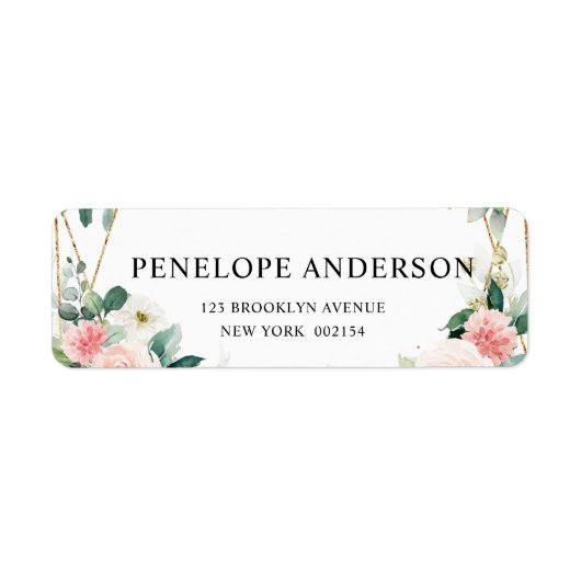 Blindenroze flesjes Geometrische botanische verbin Etiket (Voorkant)