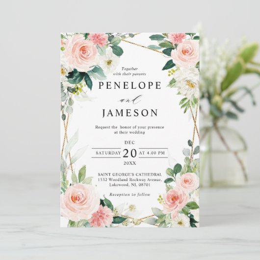 Blindenroze flesjes Geometrische botanische verbin Kaart (Staand voorkant)