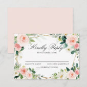 Blindenroze flesjes Geometrische botanische verbin RSVP Kaartje (Voorkant / Achterkant)