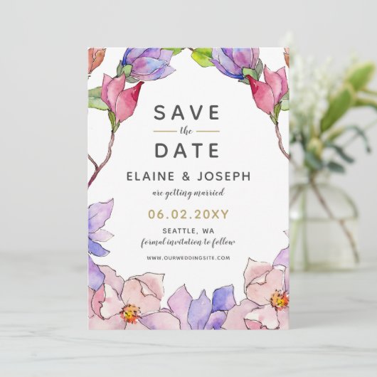 Blindenroze goudbloem Tuin Botanische bruiloft Kaart (Staand voorkant)