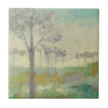 Blinderstandaard Tegeltje<br><div class="desc">Boom stand II van Jennifer Goldberger. Biedt een afbeelding van bomen in gedempte kleuren tegen een groene achtergrond.</div>