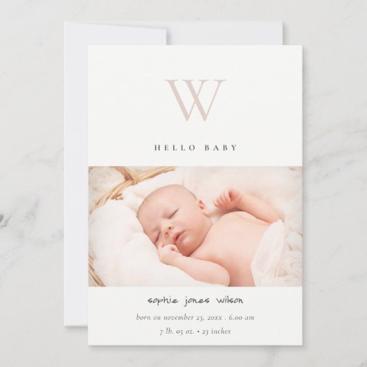 Blindesimpletie van een monogram bedankkaart (Voorkant)