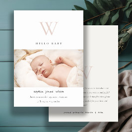 Blindesimpletie van een monogram bedankkaart