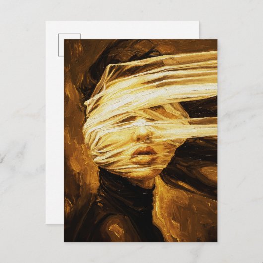 Blindfolded Woman – Surreal Oil Art Briefkaart (Voorkant / Achterkant)