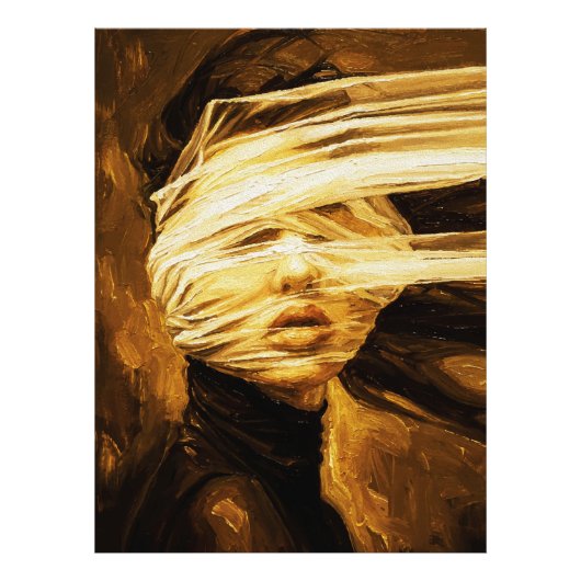Blindfolded Woman – Surreal Oil Art Foto Afdruk (Voorkant)