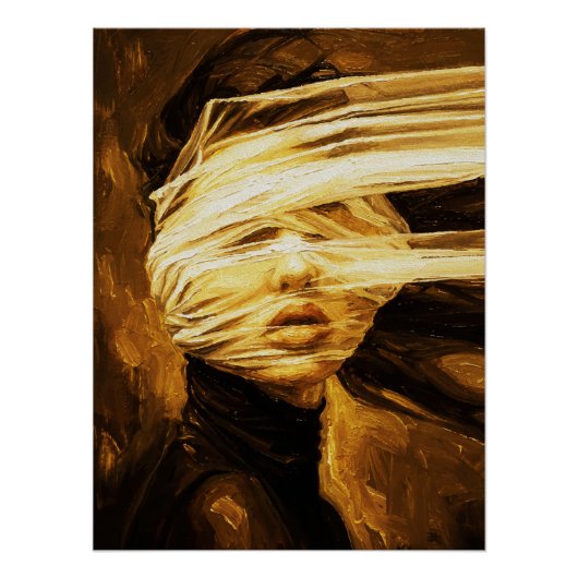 Blindfolded Woman – Surreal Oil Art Perfect Poster (Voorkant)