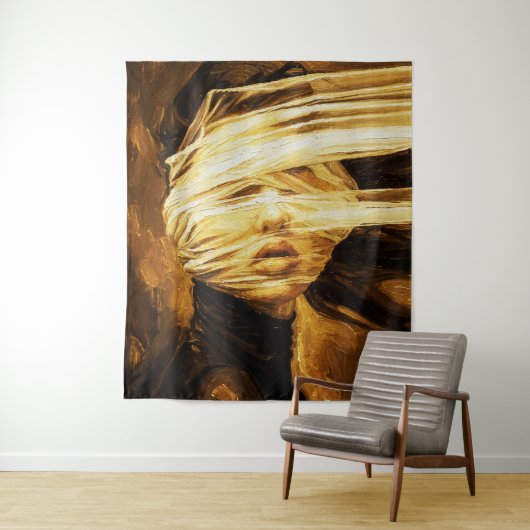 Blindfolded Woman – Surreal Oil Art Wandkleed (In situ)