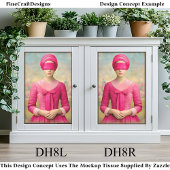 Blindgevouwen vrouw, roze jurk DH8R Decoupage Tissuepapier