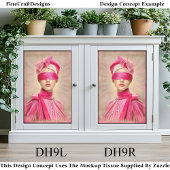 Blindgevouwen vrouw, roze sjaal DH9R Decoupage Tissuepapier