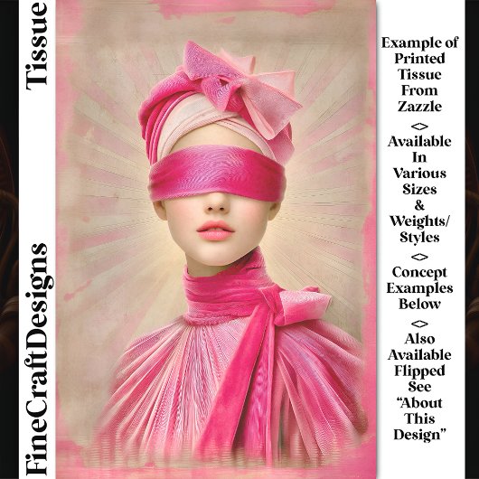 Blindgevouwen vrouw, roze sjaal DH9R Decoupage Tissuepapier