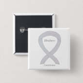 Blindheid Bewustheid Witte lint Aangepast deeltje Vierkante Button 5,1 Cm (Voorkant /achterkant)