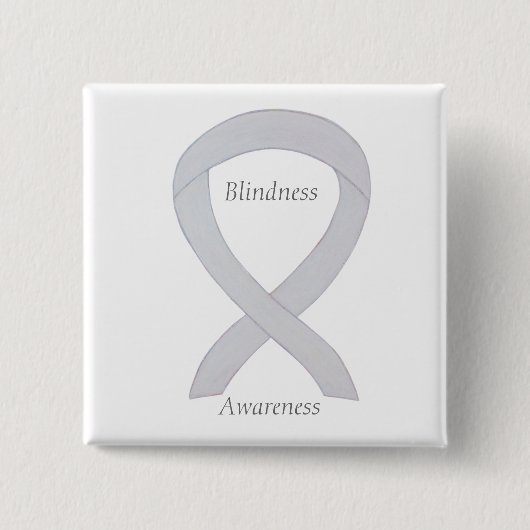 Blindheid Bewustheid Witte lint Aangepast deeltje Vierkante Button 5,1 Cm (Voorkant)