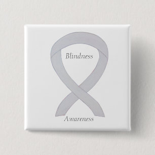 Blindheid Bewustheid Witte lint Aangepast deeltje Vierkante Button 5,1 Cm