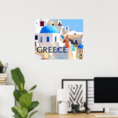 Blinding White Buildings in Griekenland Poster (Thuiskantoor)