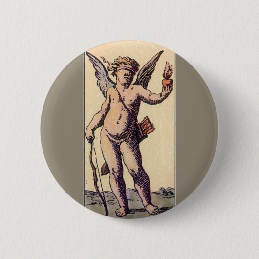  blindomhulde cupid, Valentijnse  Tarot Kaart Ronde Button 5,7 Cm (Voorkant)