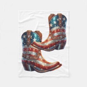 Bling American Flag Cowboylaarzen Fleece Deken