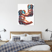 Bling Amerikaanse Vlag Cowboylaarzen Canvas Afdruk (Insitu (Slaapkamer))