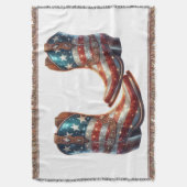 Bling Amerikaanse Vlag Cowboylaarzen Deken (Voorkant Verticaal)