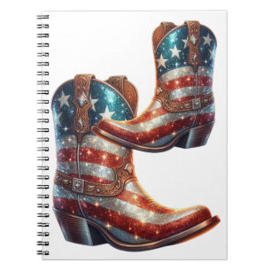 Bling Amerikaanse Vlag Cowboylaarzen Notitieboek