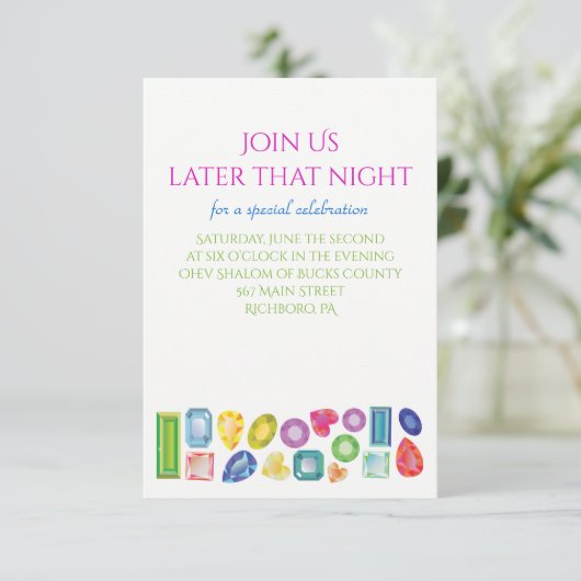 BLING Bat Mitzvah Invitation Party Receptie Kaart (Staand voorkant)