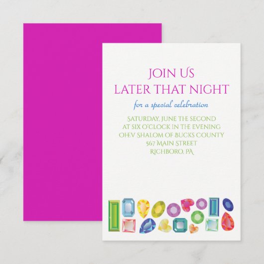 BLING Bat Mitzvah Invitation Party Receptie Kaart (Voorkant / Achterkant)