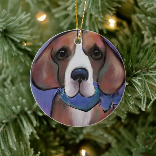 Bling Beagle Keramisch Ornament (Boom)