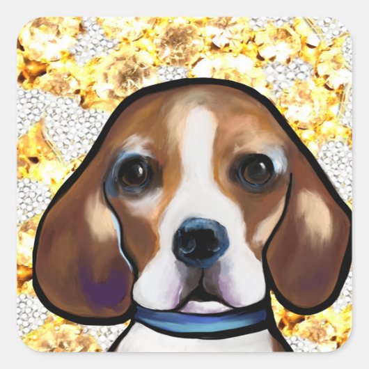 Bling Beagle      Vierkante Sticker (Voorkant)