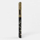 Bling Bling Gold Glitter Black Flowers Luxe Case-Mate iPhone Case (Achterkant/rechts)