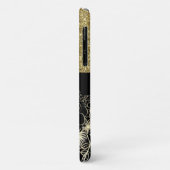 Bling Bling Goud Glitter Zwarte Bloemen Luxe Case-Mate iPhone Case (Achterkant/links)