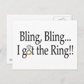 Bling Bling Ik Heb De Verlovingsring Huwelijk Aankondigingskaart (Voorkant / Achterkant)