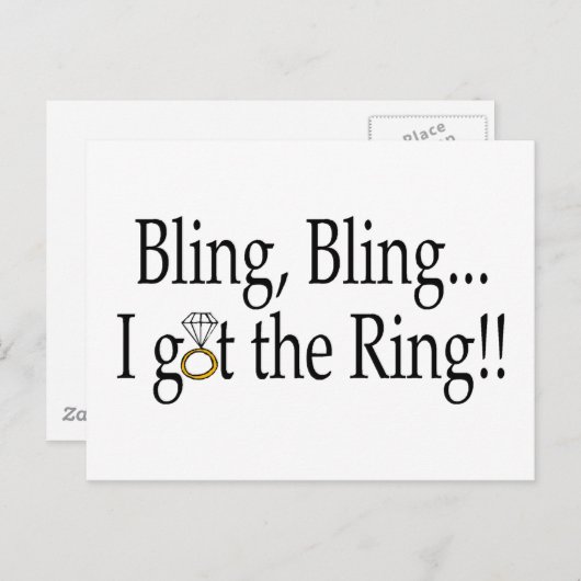 Bling Bling Ik heb het Verloving van de Ring Wedde Aankondigingskaart (Voorkant / Achterkant)