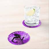 Bling Bombshell Sparkle Bewaar de datum | paars Ronde Kartonnen Onderzetter (Insitu)