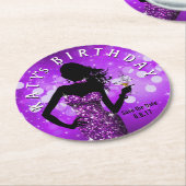 Bling Bombshell Sparkle Bewaar de datum | paars Ronde Kartonnen Onderzetter (Gebogen)
