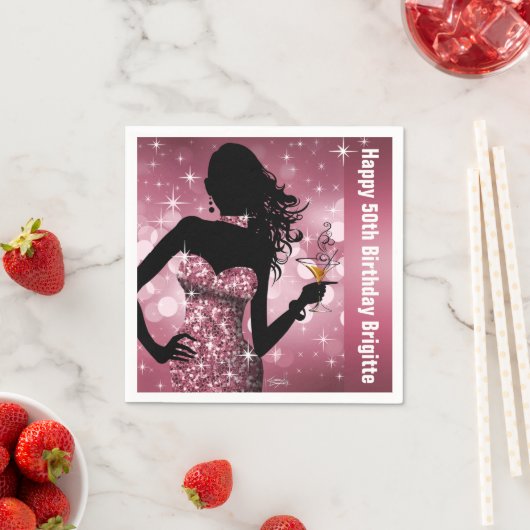 Bling Bombshell Sparkle verjaardagsfeestje | mauve Servetten (Insitu)