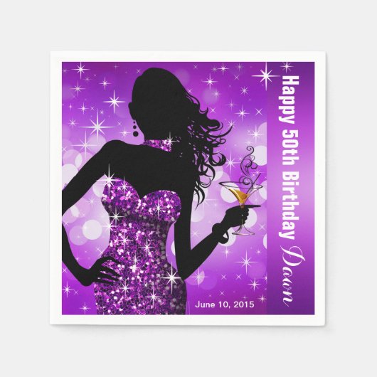 Bling Bombshell Sparkle Verjaardagsfeestje | PAARS Servet (Voorkant)