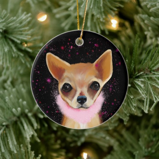 Bling Chihuahua Keramisch Ornament (Boom)