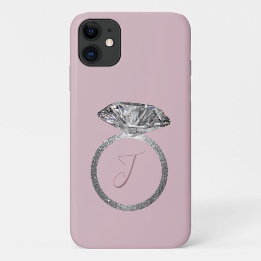 Bling Diamond en Blush Roze Telefoon Case (Achterkant)