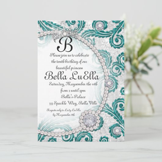 Bling Diamond Parels Feest Uitnodigingen (Staand voorkant)