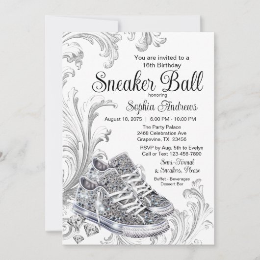 Bling Diamond Sneaker Ball Verjaardagsfeest Kaart (Voorkant)