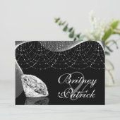 Bling Diamond Wedding Invitting Black and White Kaart (Staand voorkant)