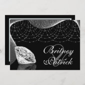 Bling Diamond Wedding Invitting Black and White Kaart (Voorkant / Achterkant)