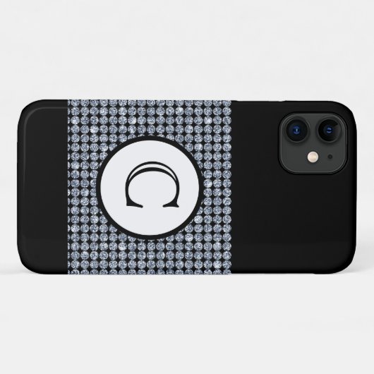 Bling Diamond Zwart Monogram Case-Mate iPhone Case (Achterkant (horizontaal))