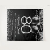 Bling Diamonds 80ste verjaardag Party Achtergrond Wandkleed (Voorkant (horizontaal))